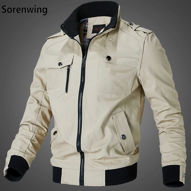 

Cargo Jackets men Spring Autumn 2019 new Red Khaki Black blue army green Jacket Men Slim pilot Jackets Bomber Jacket Homme 8840