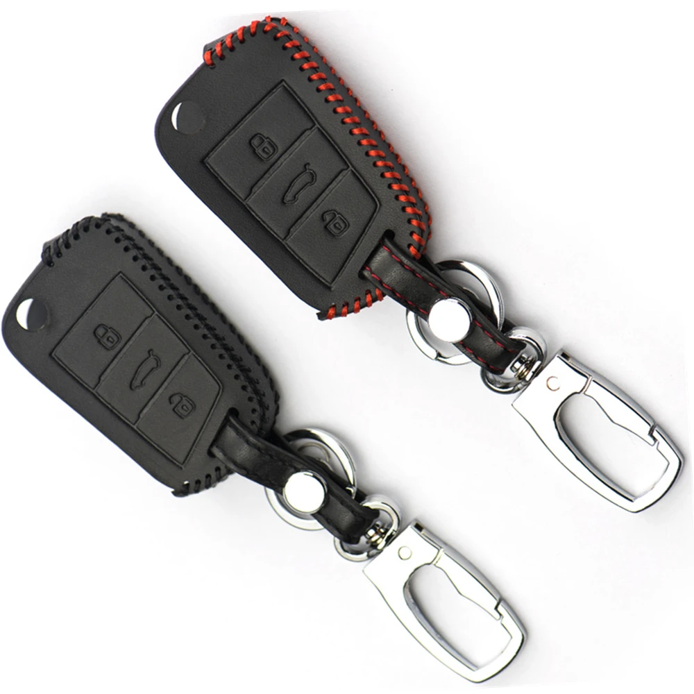 Leather Key Case Cover For Volkswagen VW Golf 7 GTI R MK7 Tiguan 2017 Skoda Octavia A7 Seat Leon Ibiza | Автомобили и мотоциклы