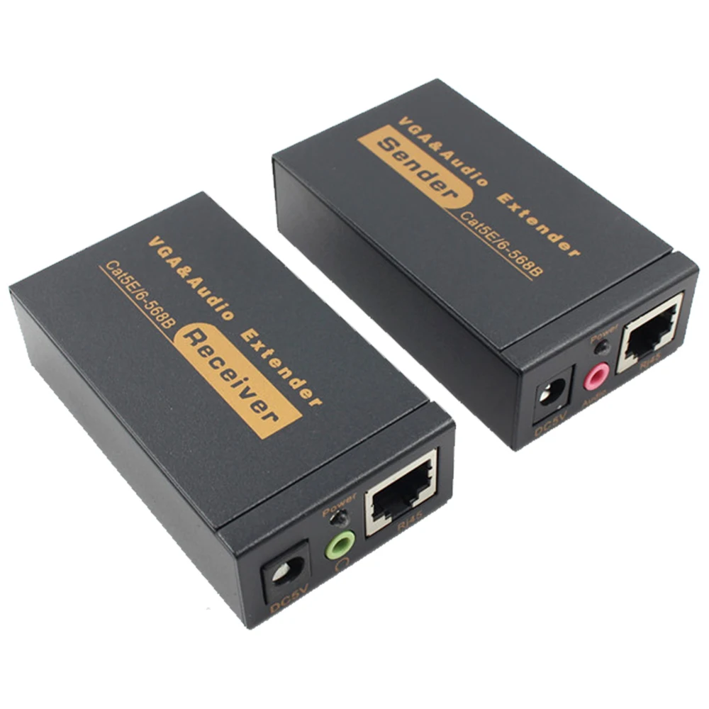 VGA Extender over cat5e/6 cable 1080P VGA Extender RJ45 with audio to ethernet RJ45 Converter up to 100M PC laptop