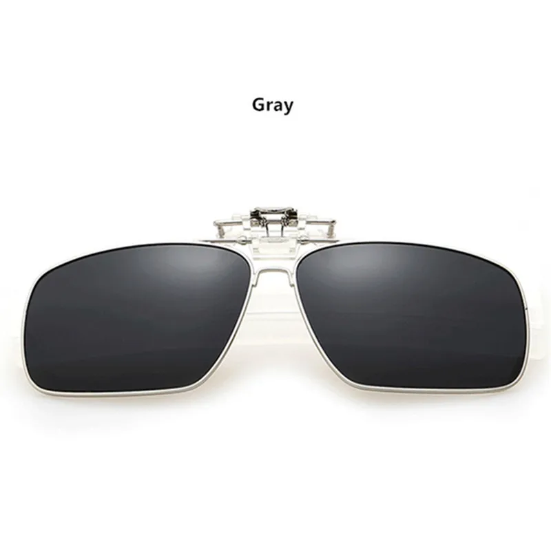 UVLAIK поляризованные солнцезащитные очки с откидывающейся застежкой, металлическая оправа для мужчин и женщин, брендовые солнцезащитные очки с зажимом для близорукости, очки UV400 - Цвет линз: Gray