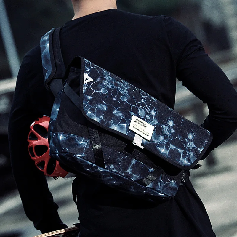 

New Hip Hop Tide Brand Dead Fly Bag Men's Messenger Bag Casual Outdoor Riding Messenger Bag Street Tide Star Blue Shoulder Bag