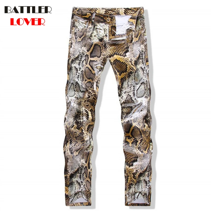 Snakeskin Jeans Men Pants Fear of God Trousers Denim Motorcycle Pant Boost Biker Man Masculina Ripped Slim Fit Joggers Hip Hop