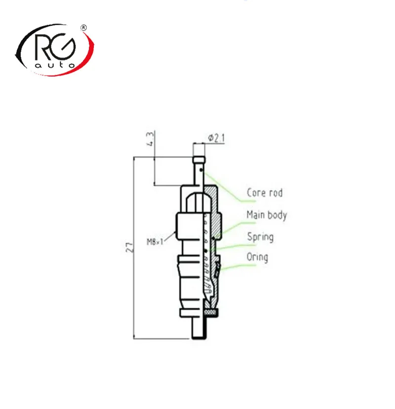 50pcs HNBR M8*1 A/C Valve Core R12 R134a HNBR Car A/C High Pressure Copper Valve Stem Core for BMW BENZ 27*2.1mm