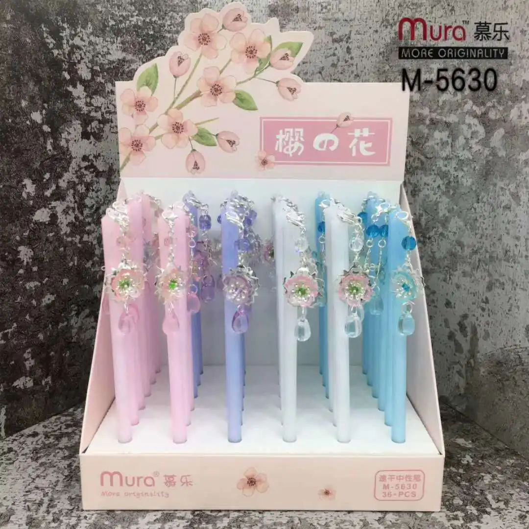 

36 pcs Kawaii Gel Pens Cherry blossom pendant black gel ink pens pens for writing Cute stationery office school supplies 0.5mm