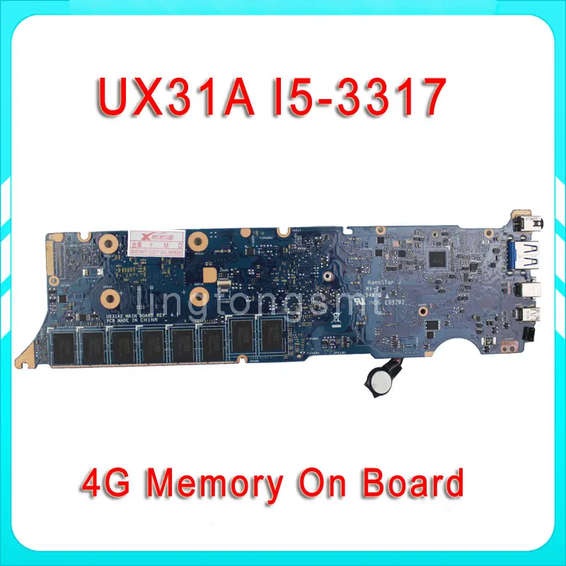 Original UX31A font b Laptop b font motherboard UX31A2 REV4 1 Mainboard Processor I7 3317 4G