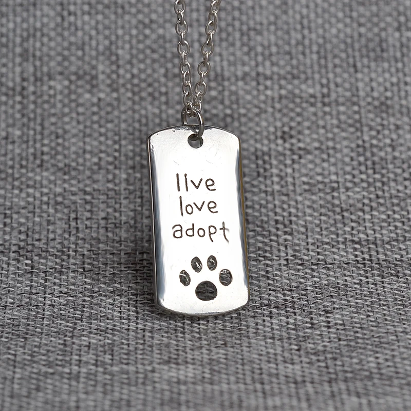 Live Love Nehmen Hund Katze Pet Pfotenabdruck Legierung Hand Gestempelt Brief Anhanger Halskette Pet Geliebten Geschenk Fur Frauen Manner Letter Pendant Hand Stamplive Love Adopt Aliexpress