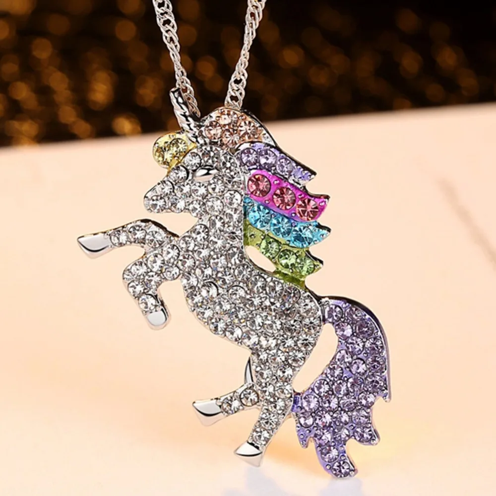 Unicorn Necklace Women Crystal Unicorn Necklaces Pendants fashion