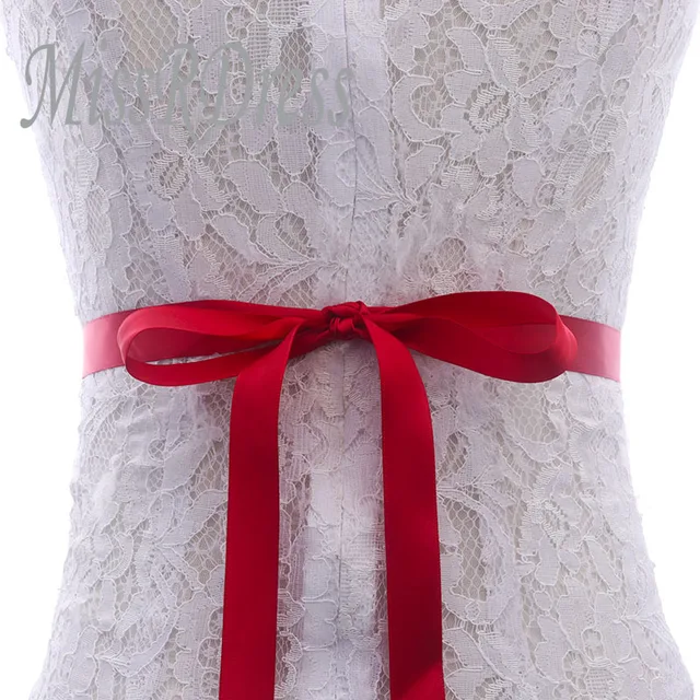 MissRDress Rhinestones Wedding Belt Handmade Pearls Bridal Belts Silver Crystal Flower Bridals Sash For Women Prom Dresses JK835 Red