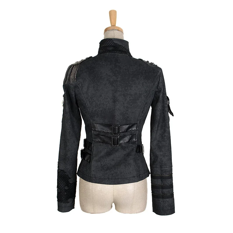 PUNK RAVE Women Steampunk Vintage Military Jacket Coat Gothic Tassel Decorated Short Coat Motorcycle Cool Jacket Coat