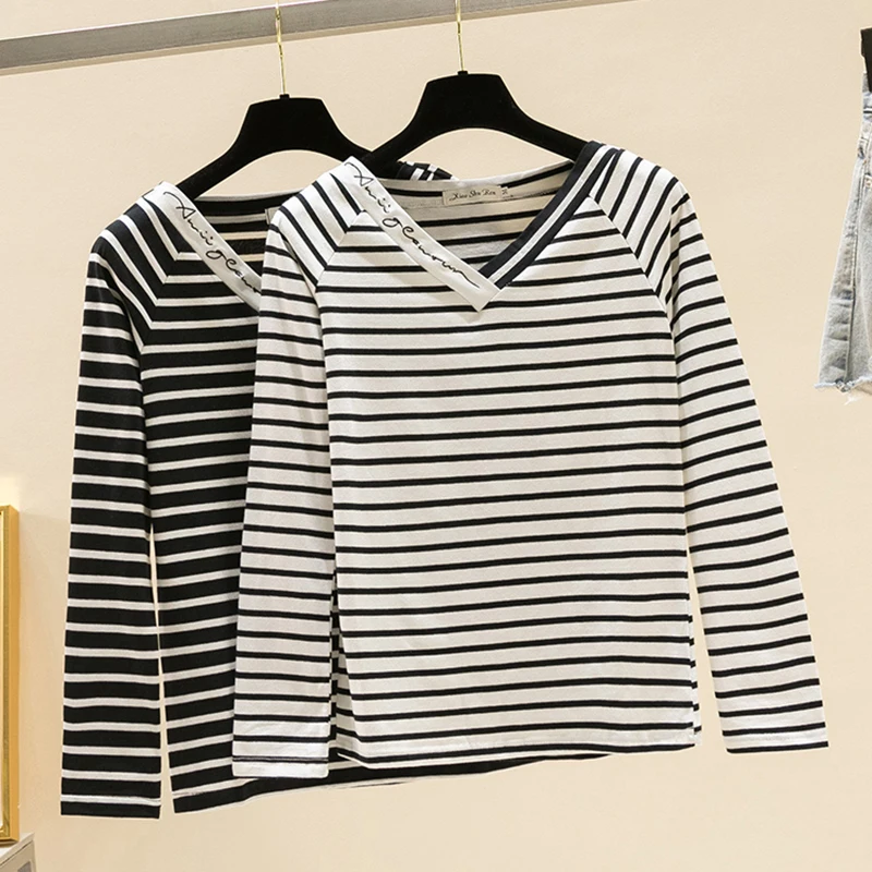 Striped V-Neck T Shirt Women Sexy T-Shirt Vetement Femme 2018 Korean Style Long Sleeve Vogue Woman Tshirt Top Ropa Mujer Striped V-Neck T Shirt Women Sexy T-Shirt Vetement Femme 2018 Korean Style Long Sleeve Vogue Woman Tshirt Top Ropa Mujer