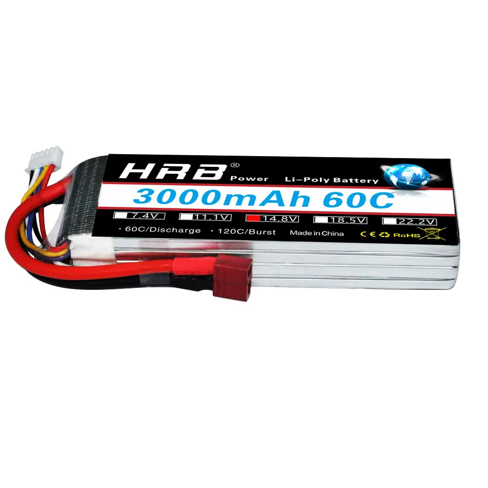 HRB 4S батарея Lipo 14,8 V 3000mAh 60C RC LiPo Bateria для радиоуправляемого автомобиля вертолета квадрокоптера лодки самолета