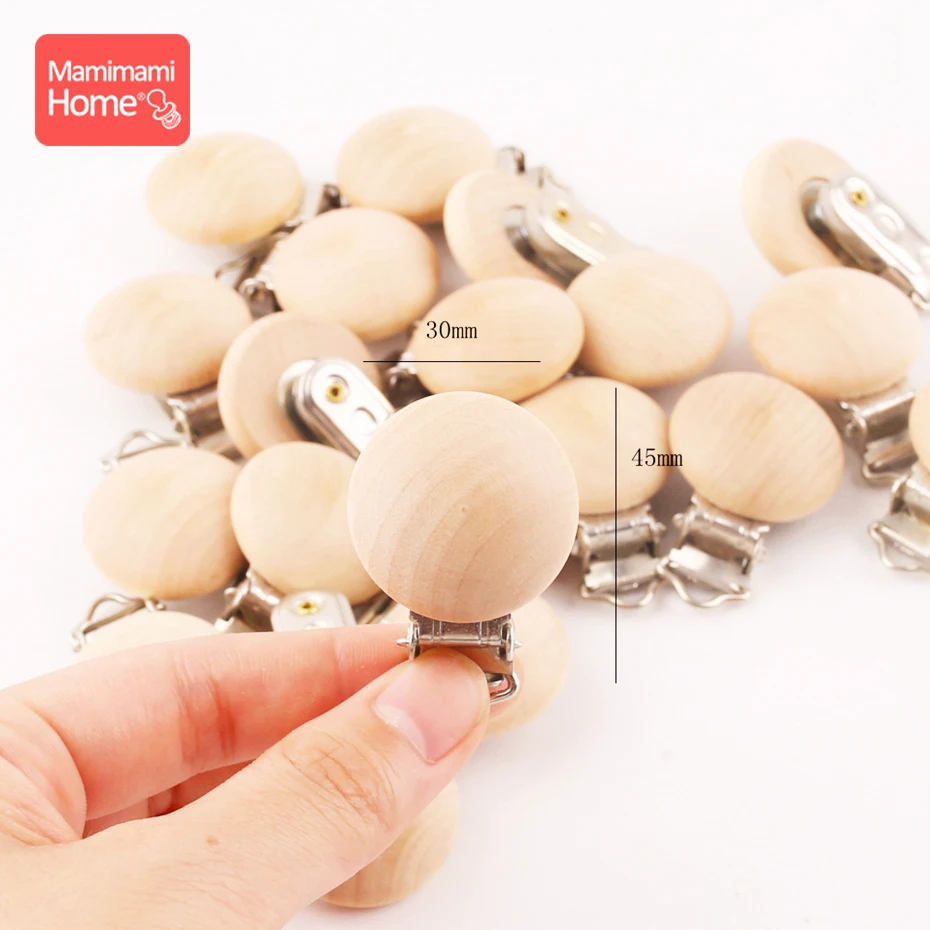 

Mamihome 20pc Baby Wooden Teether Pacifier Clip DIY Nursing Bracelets Nipple Holder Beech Rodent Soother Clasp Children'S Goods