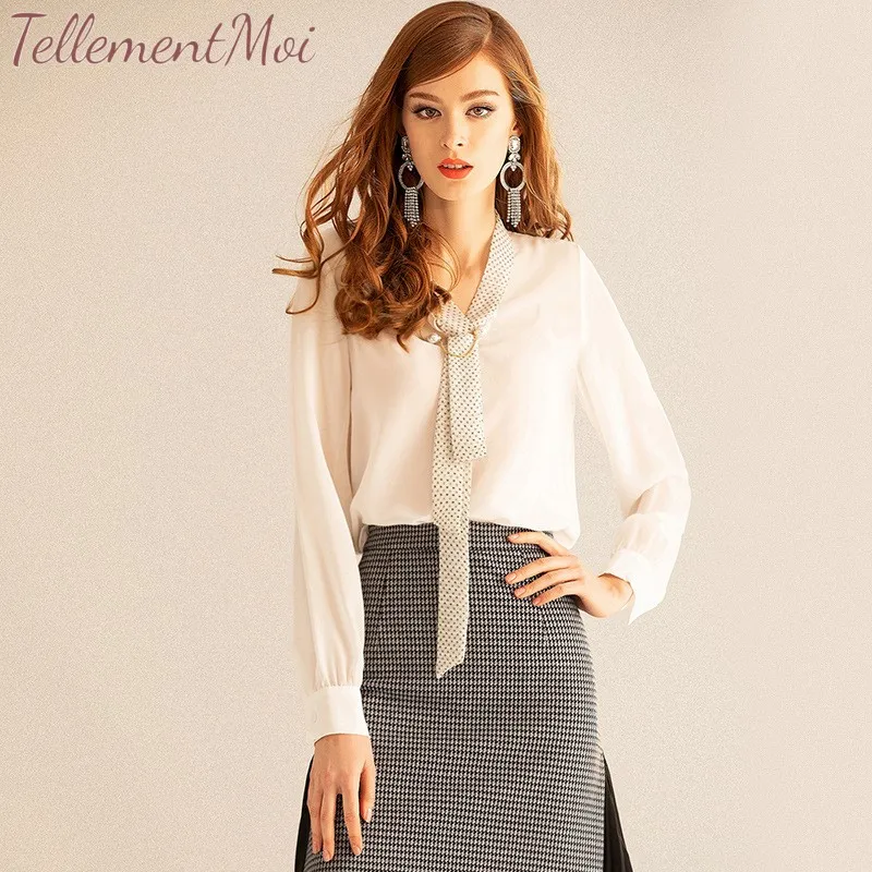 

Women Blouses Spring Casual Silk Blouse White Loose Long Sleeve Shirts Elegant Business Formal OL Work Wear Blusas Feminina Tops