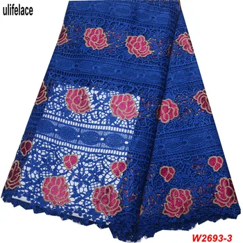 

High Quality African Polyester Embroidery Water soluble Cord Lace Fabric Beautiful Guipure Lace Fabric For Women Dress W2-693