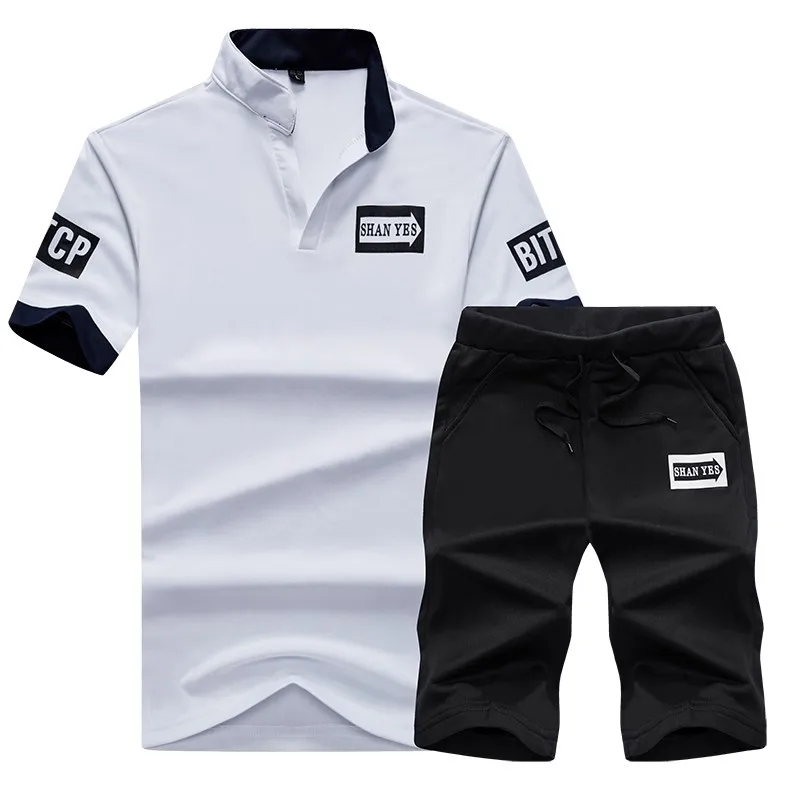 الرجال عارضة بذلة رياضية الصيف اثنين من قطعة تي شيرت + السراويل تنفس Sportsuits رياضية ركض رياضية الذكور Fashionl مجموعات