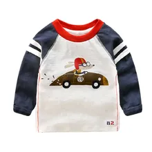 Kids Long-sleeve Cotton T-shirts Cartoon Cars 2017 Spring NewStyle Baby Boys O-neck Bottoming Shirts Kids Funny Casual Tees/Tops