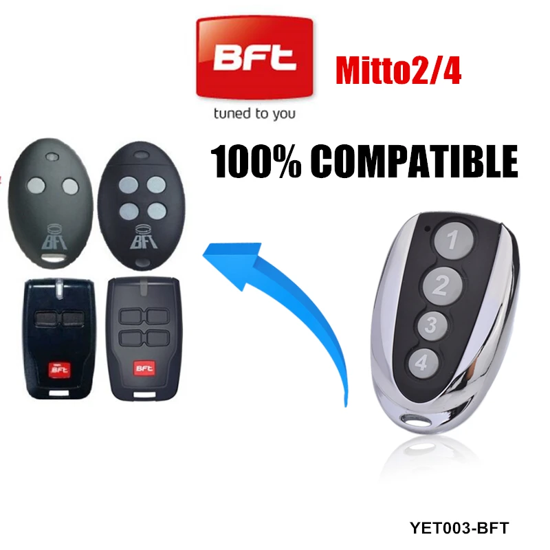 

Free & Fast shipping !!!100pcs mitto2 BFT remote control 2-channel gate keyfob 433,92 MHz replacement