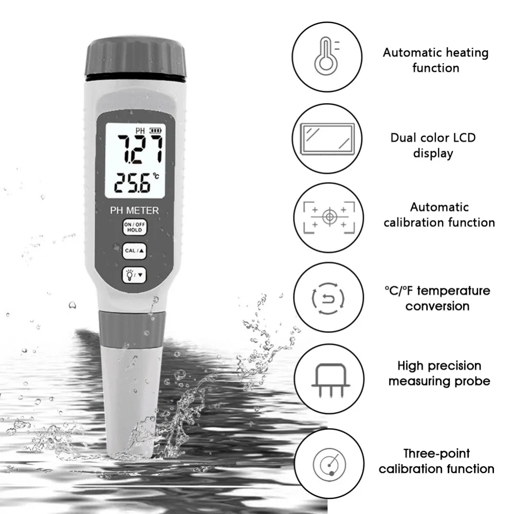 Портативный цифровой рН темп метр 0-14 рН ручка тестер качества воды аквариум бассейн воды рн фильтр чистоты точный монитор метр