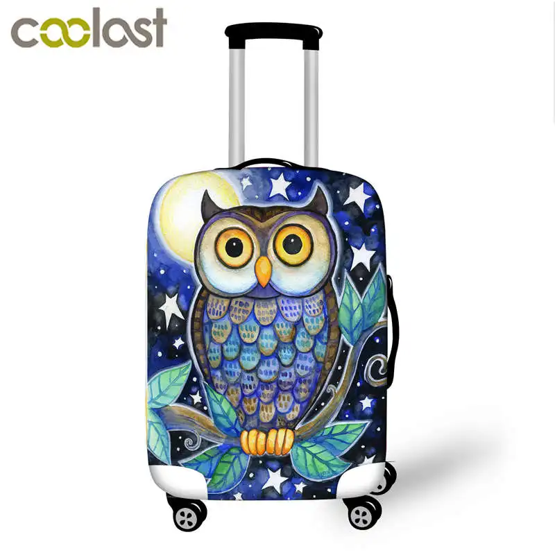Cute owl protective cover for travel luggage suitcase stretchable