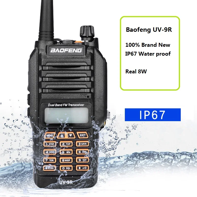

Baofeng UV-9R IP67 Waterproof Dual Band 136-174/400-520MHz Ham Radio BF-UV9R Baofeng 8W Walkie Talkie 10KM Range two way radio