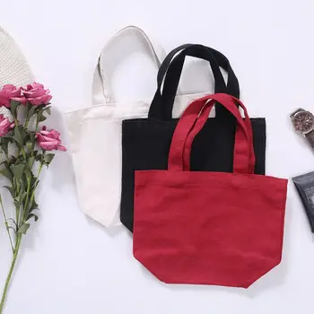 

Sell at a loss! Women Canvas Handle Bag Lightweight Tote Container Lunch Bag For Picnic Family Party Hiking Lunch Ha