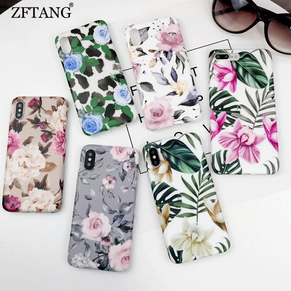

Flower Leaves Print Phone Case For iPhone XS Max XR Soft Silicone Covers Summer Plants Cases For iPhone X 10 7 8 6 6S Plus Cover