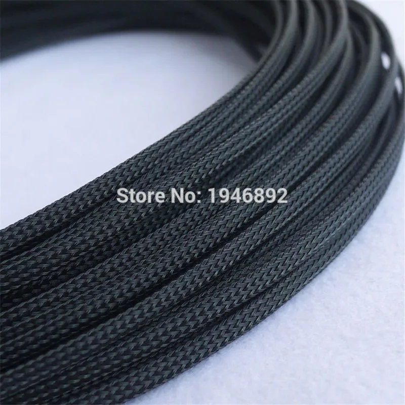 

1/10/100 Meters Black - High quality 4mm Braided PET Expandable Sleeving High Density Sheathing Plaited Cable Sleeves