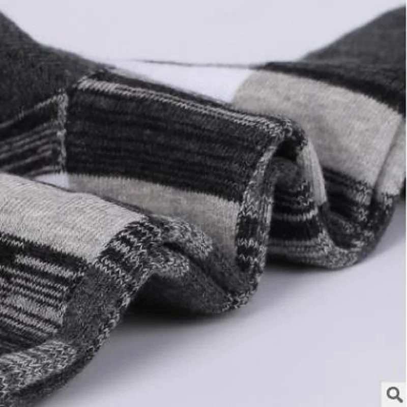 10 шт. = 5 пар XL длинные клетчатые хлопковые осенне-зимние уплотненные дезодорирующие мужские носки