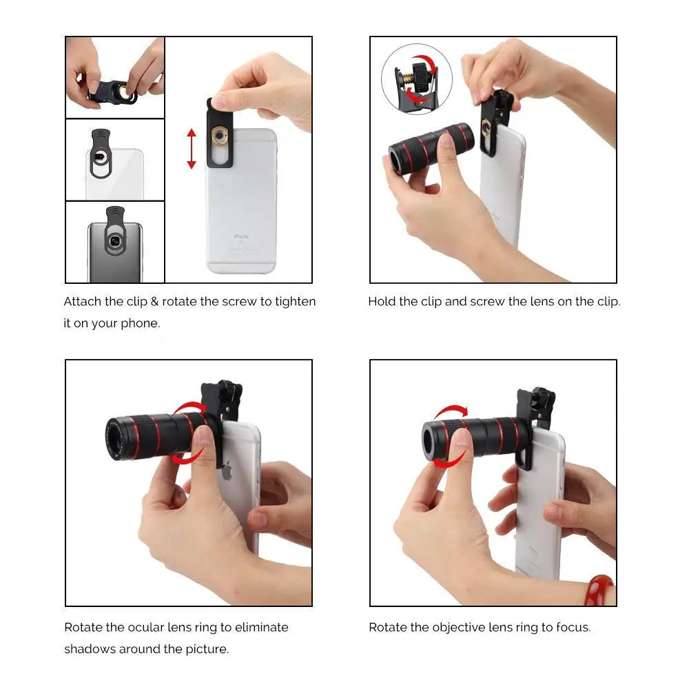 Kogngu 12X оптический HD объектив камеры мобильного телефона двойной фокус Монокуляр универсальный зажим на телеобъектив для iPhone Android смартфон