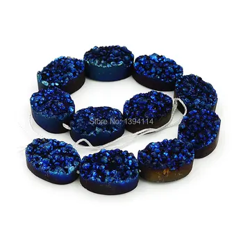 

Titanium Blue Crystal Cluster Oval Loose Beads Strand For Making Bracelet Or Necklace Jewelry Approx 8 Inches