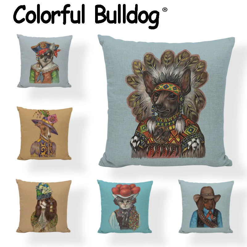 

Wholesale Cushion Covers 45*45 cm Pug Cat Poodle Schnauzer Hound Corgi Design Car Living Room Sofa Home Decoration Pillow Cases