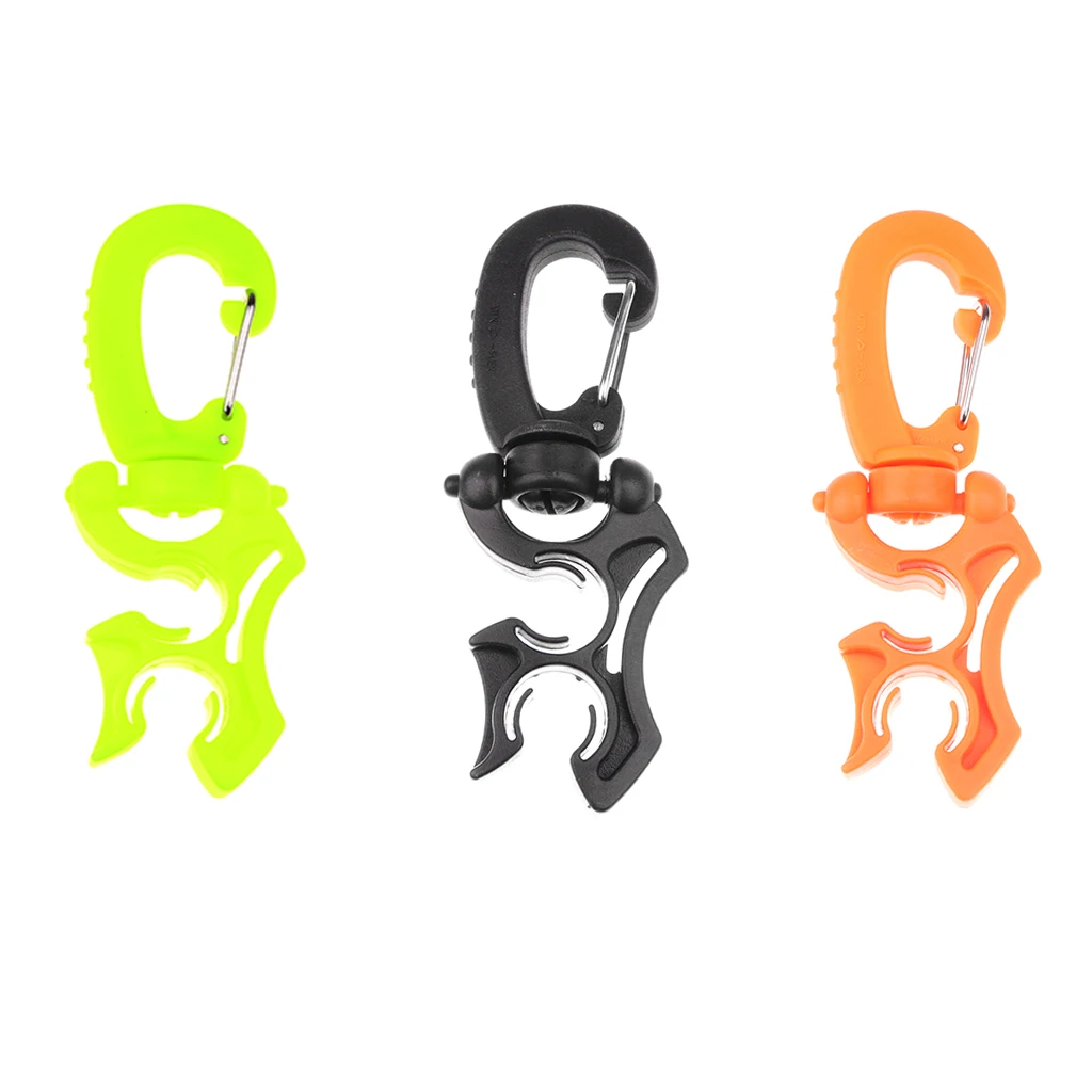 Silicone Double BCD Hose Protector Holder Outdoor Scuba Diving With Rotates & Folds Clip Buckle Hook Equipment 3.9x1.4 inch