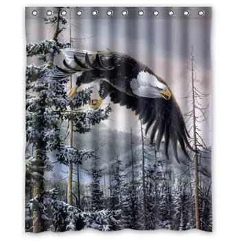 

Custom It mountain winter bald eagle Design stall mildew resistant Waterproof Bathroom Fabric Shower Curtain 60" x 72"