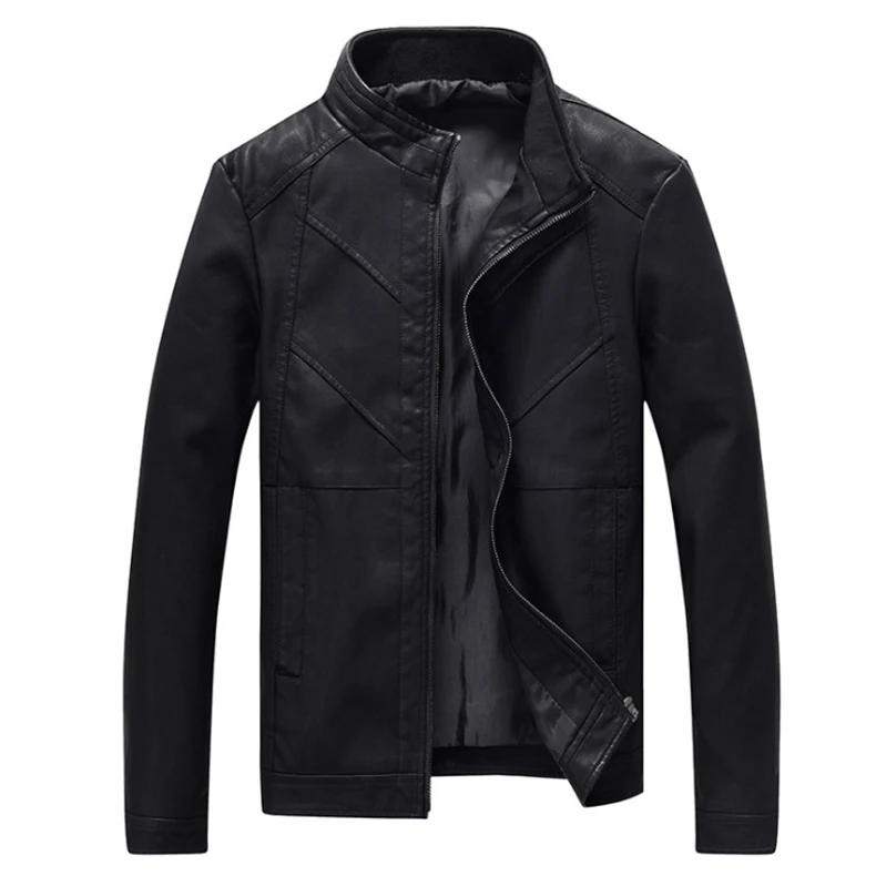 Новая черная кожаная куртка Мужская Новая мода на молнии зауженный мотоциклетная кожаная куртка Повседневная PU Куртка Jaqueta De Couro Masculina