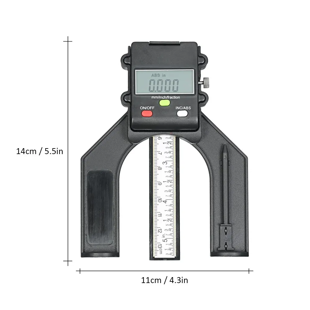0-130 мм цифровой высотомер, измеритель глубины пилы с тремя измерительными единицами, запирающий винт для деревообработки стола маршрутизатора