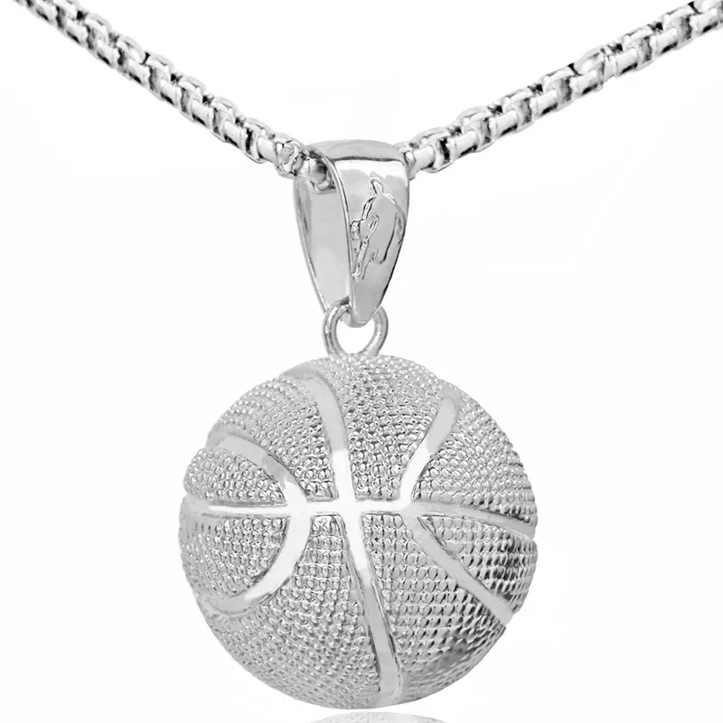 3D Basketball Fans Pendant Necklaces Sports Hip Hop Jewelry Stainless