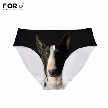 

FORUDESIGNS Cute 3D Dog Bull Terrier Print Woman Sexy Panties Breathable Summer Lady Underwear Fashion Ultra-thin Black Lingerie