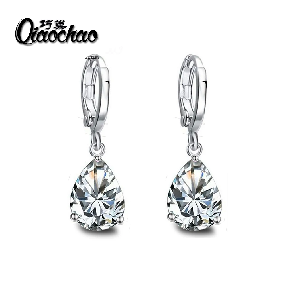 Fashion Silver Plated font b Crystals b font Zircon CZ Drop Dangle Earrings for Women Fashion