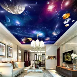 На заказ обои 3D Фото Фреска Галактика Космос планета Зенит, фрески на потолке гостиная потолок обои для стен 3d обои