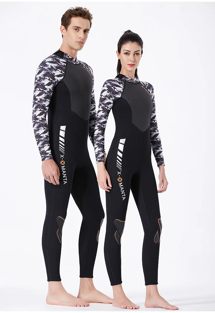 DIVE&SAIL Men Women One-piece Camo Wetsuits 3mm Neoprene+Shark Skin+Lycra Swimming Surfing Diving Suits High Elastic Swimwear