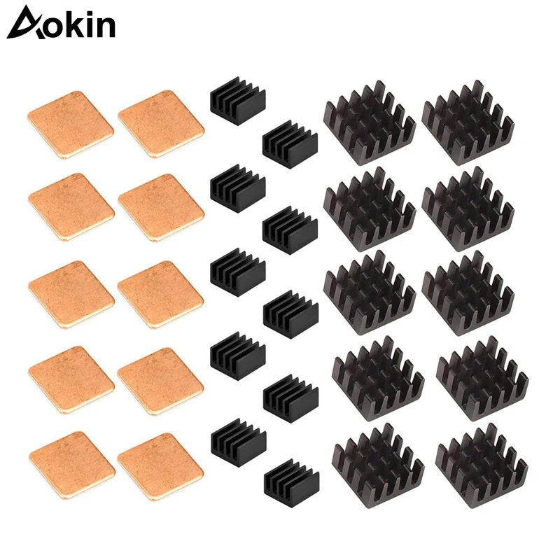 For Raspberry Pi 3//2 3 Piece Aluminium and Copper Heat Sink Adhesive Cooling Kit