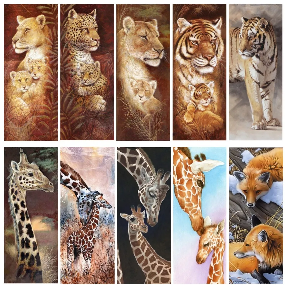 

Diamond Embroidery 5D DIY Painting Animal Tigers And Giraffes Cross Stitch Full Rhinestone Christmas Gift
