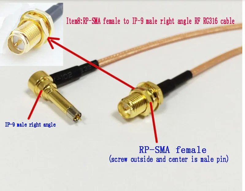 RG316 RP-SMA FEMALE to Fakra Neutral Male Coaxial RF Cable USA-US 