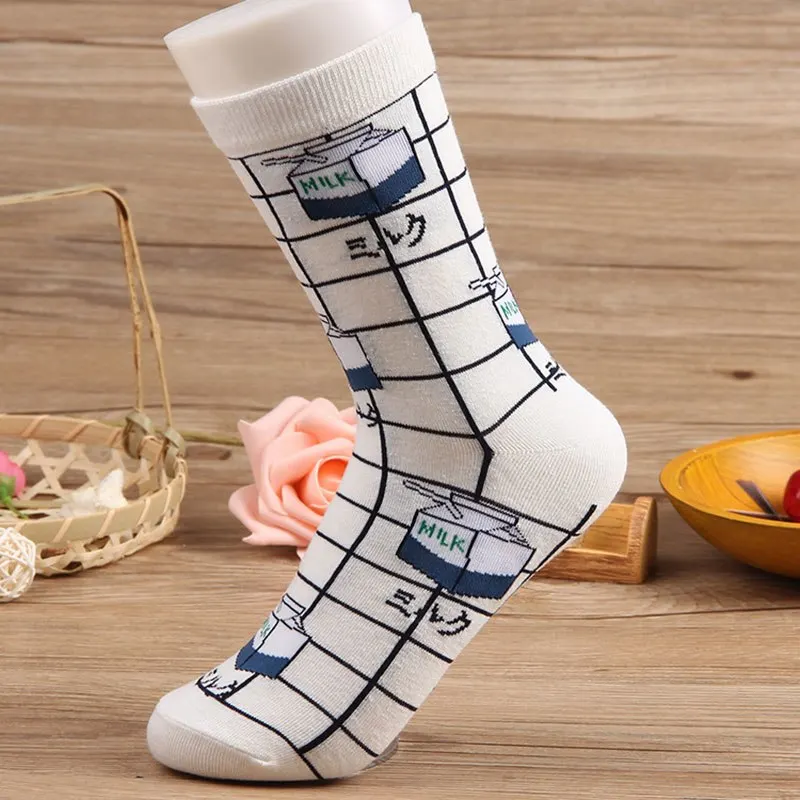 Милые женские носки с молоком носки средней длины теплые хлопковые женские носки Harajuku Calcetines Mujer - Цвет: 4