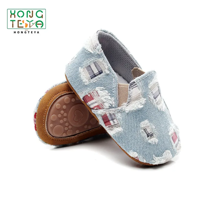 

Fashion Boy Baby Moccasins Denim Canvas Shoes Toddler Girl Shoes Newborn Infant Hard Sole Anti-slip First Walkers 0-24M