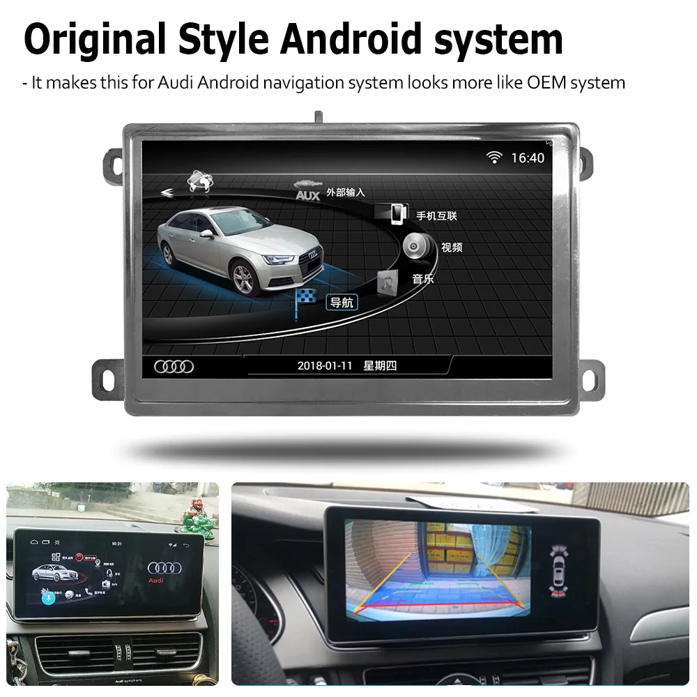 Discount 7" Android 7.0 2G RAM Touch Screen Multimedia Player For Audi A4 8K 2008~2016 MMI Stereo Display navigation GPS 5