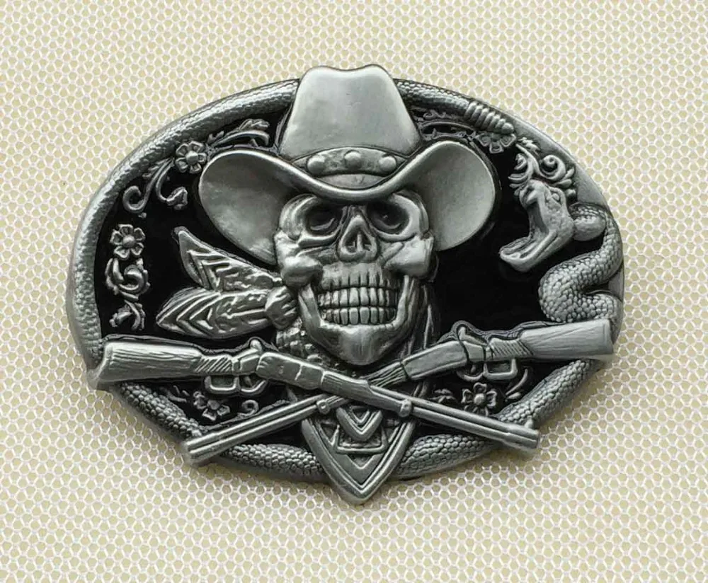 

Western Cowboy Skull Belt Buckle SW-BY576 suitable for 4cm wideth snap on belt with continous stock