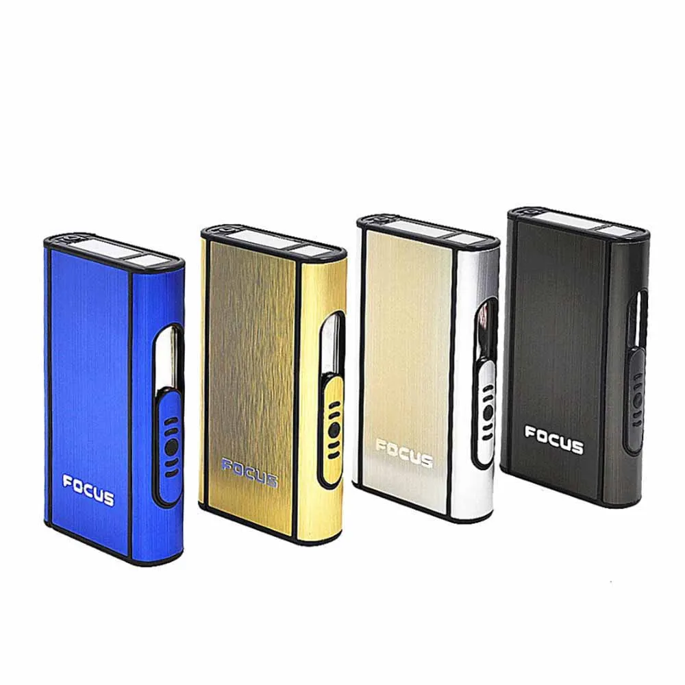 

[HORNET] Metal Focus Cigarette Case Automatic Ejection Cigarette Holder For 10 Pcs Cigarettes Aluminum Pocket Cigarettes Box
