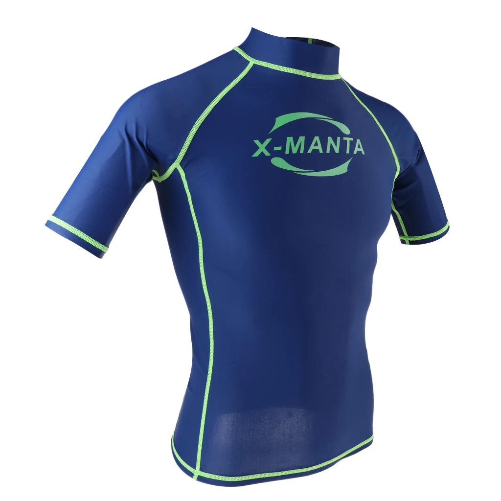 Men's Rash Vest Short Sleeve Rashguard Swim Base Layer Snorkeling
