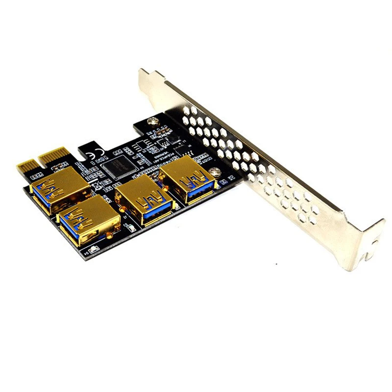 Riser USB 3.0 PCI-E Express 1x to 16x Riser Card Adapter PCIE 1 to 4 Slot PCIe Port Multiplier Card for BTC Bitcoin Miner Mining-4